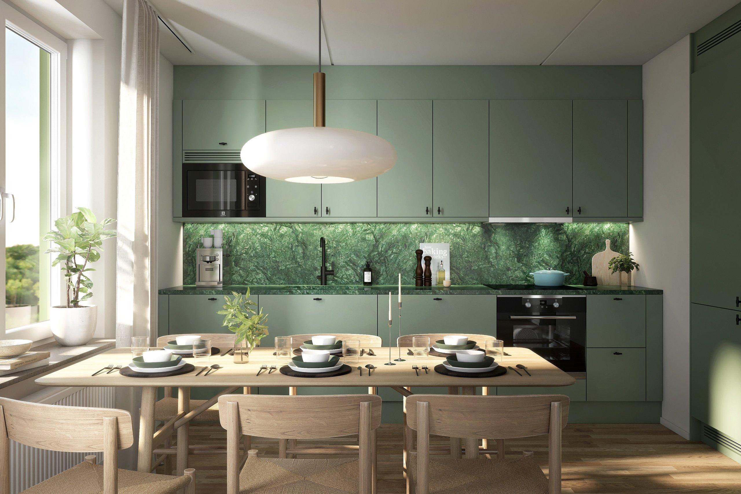 Möjlighet till personliga inredningsval, som till exempel köksluckor, om du bokar i ett tidigt skede.