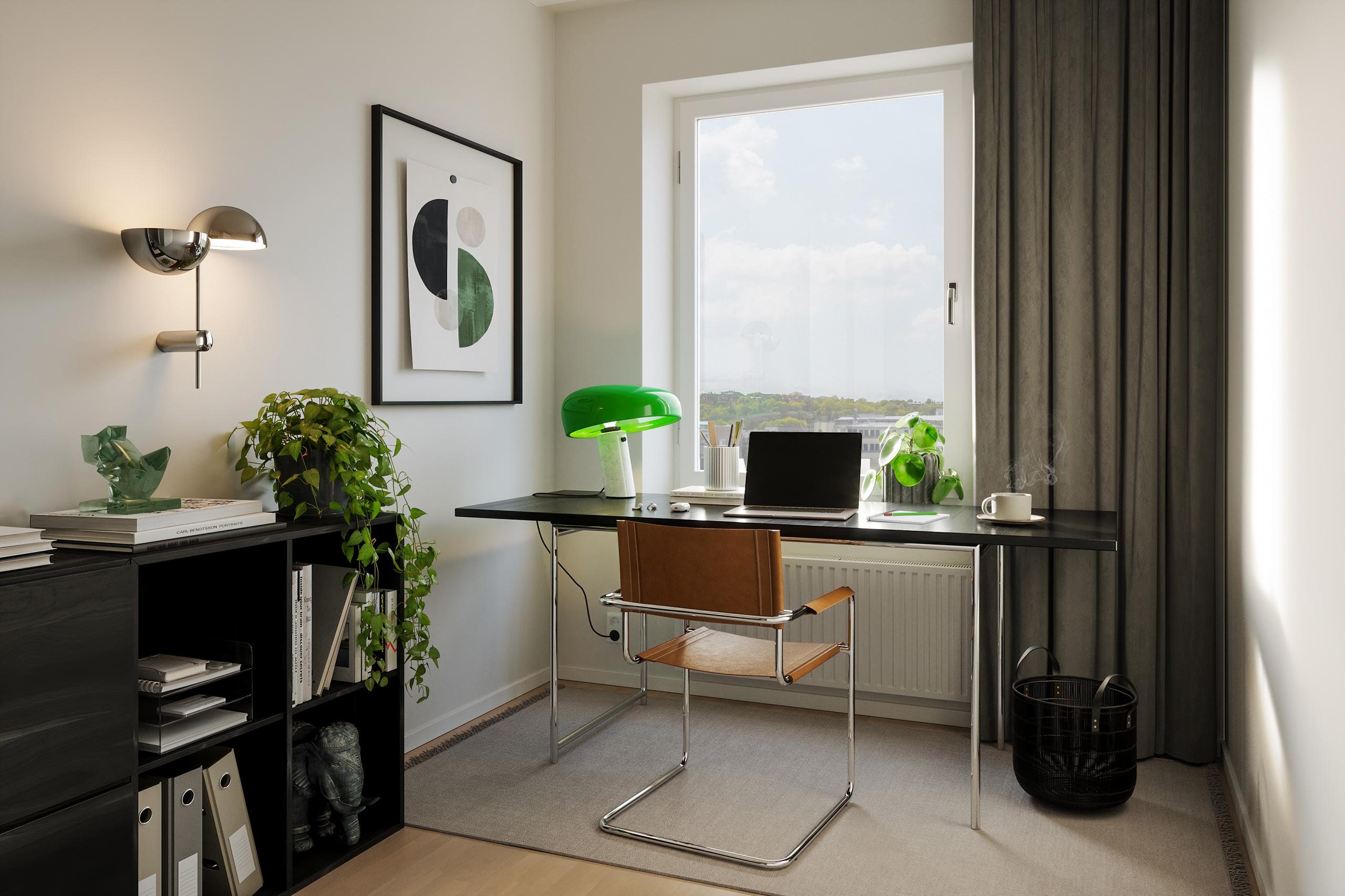 Bostadens extra rum kan användas exempelvis som kontor (visionsbild).