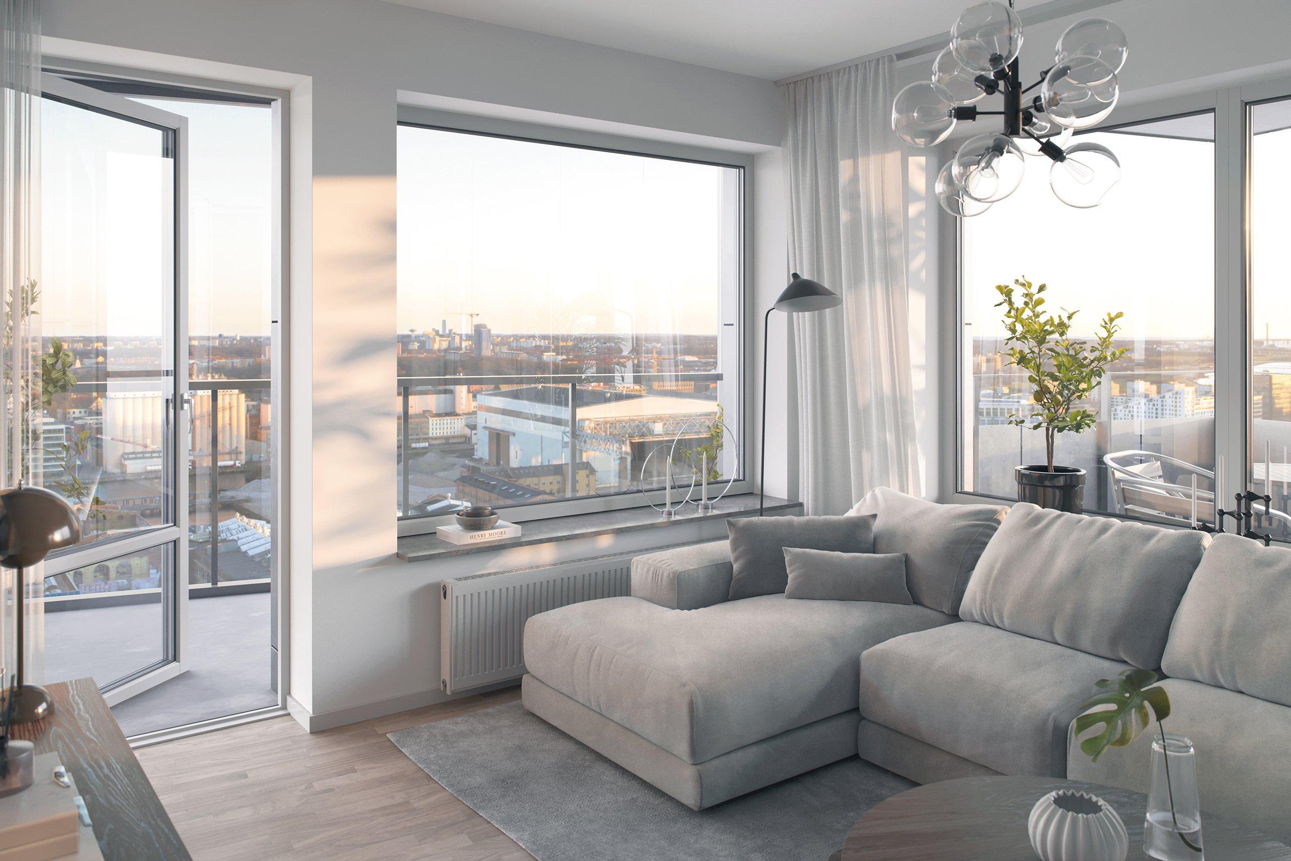 3D bild från en av bostäderna i Docks