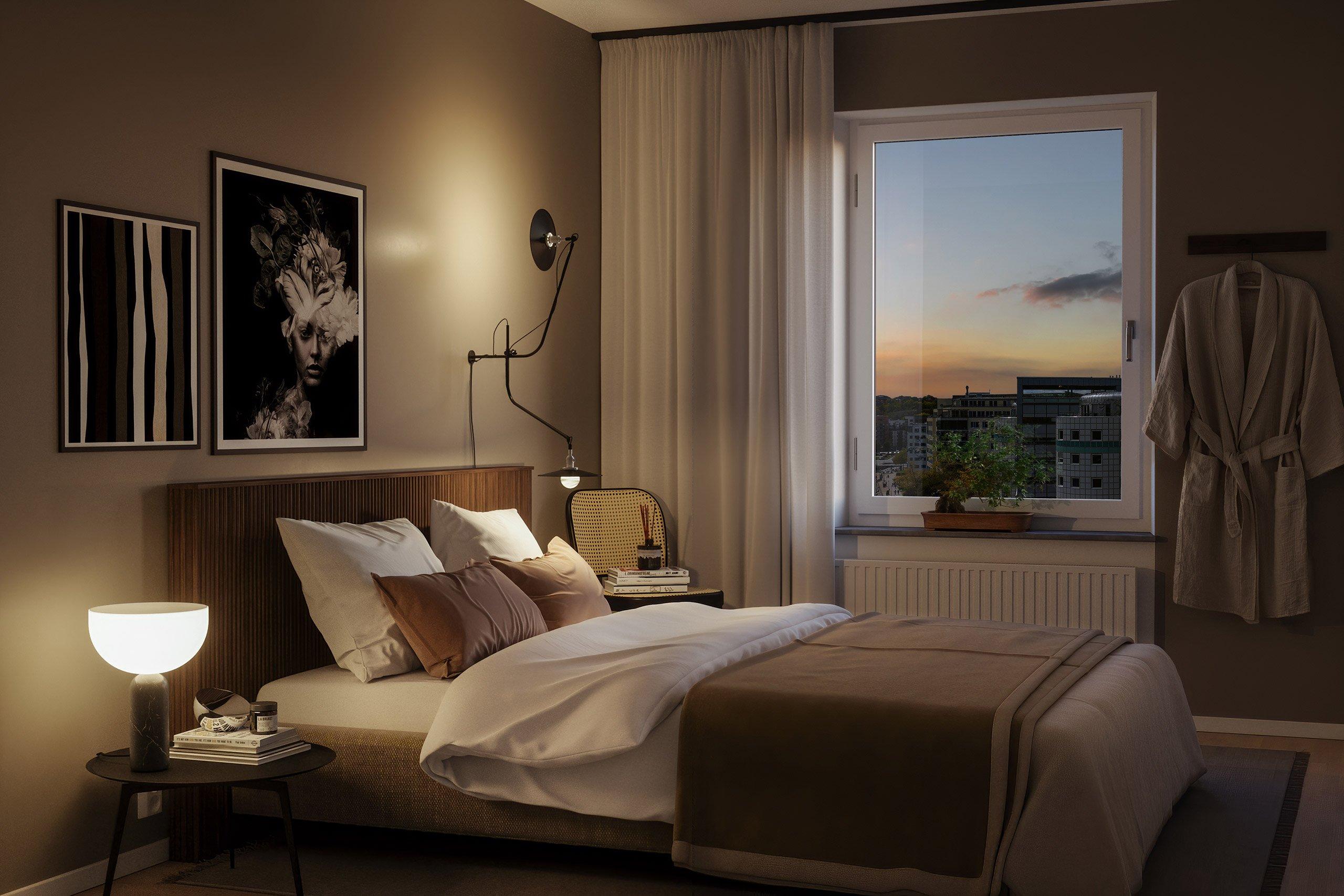 Sovrummen är vilsamma och bjuder in till rekreation (visionsbild).