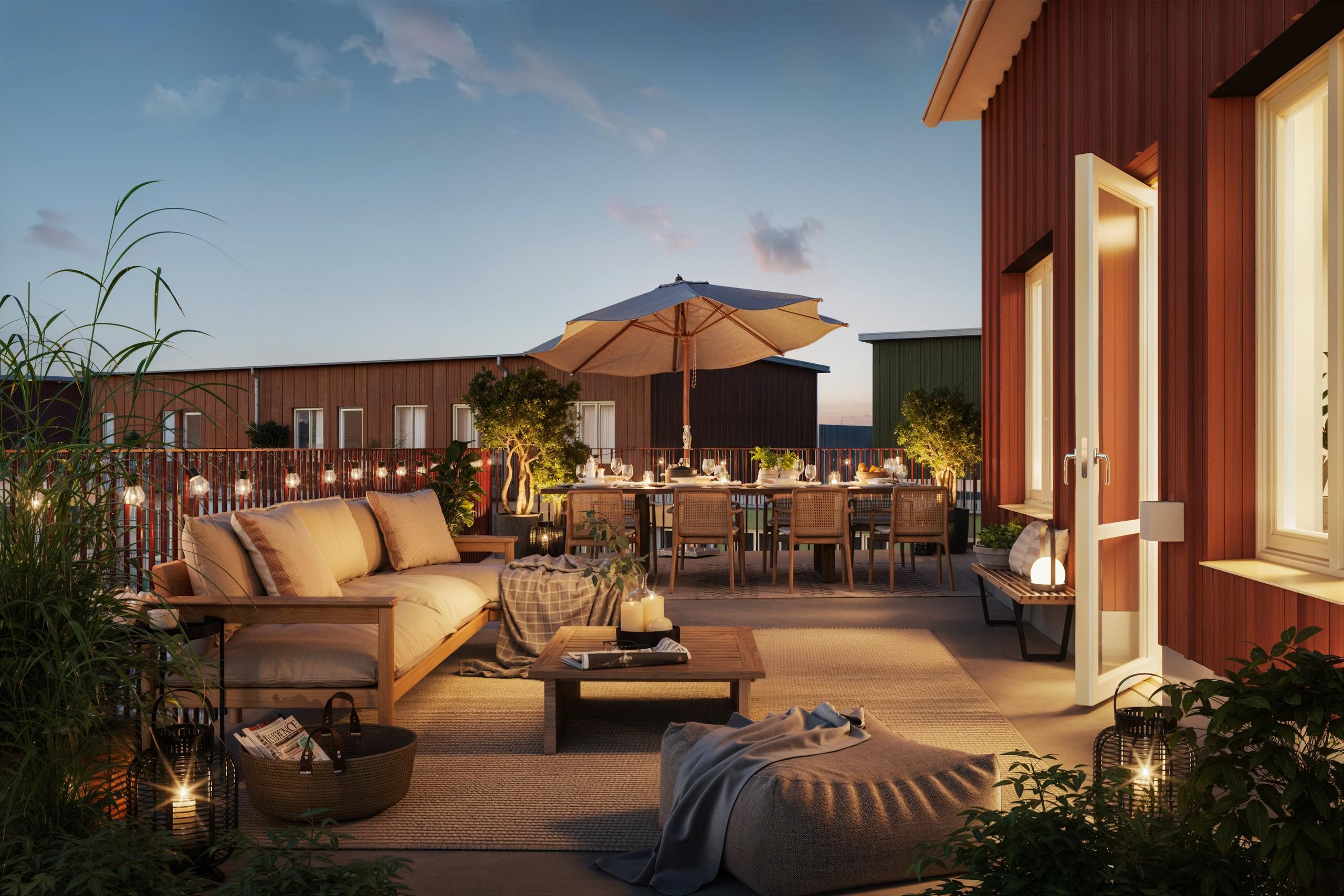 Illustrationsbild terrassvy i ägarlägenhet 5-1301.