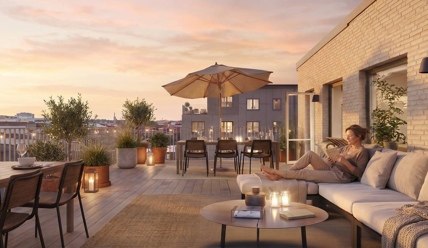 Lyxigt terrassliv i hjärtat av Västerbro. Illustrationsbild.