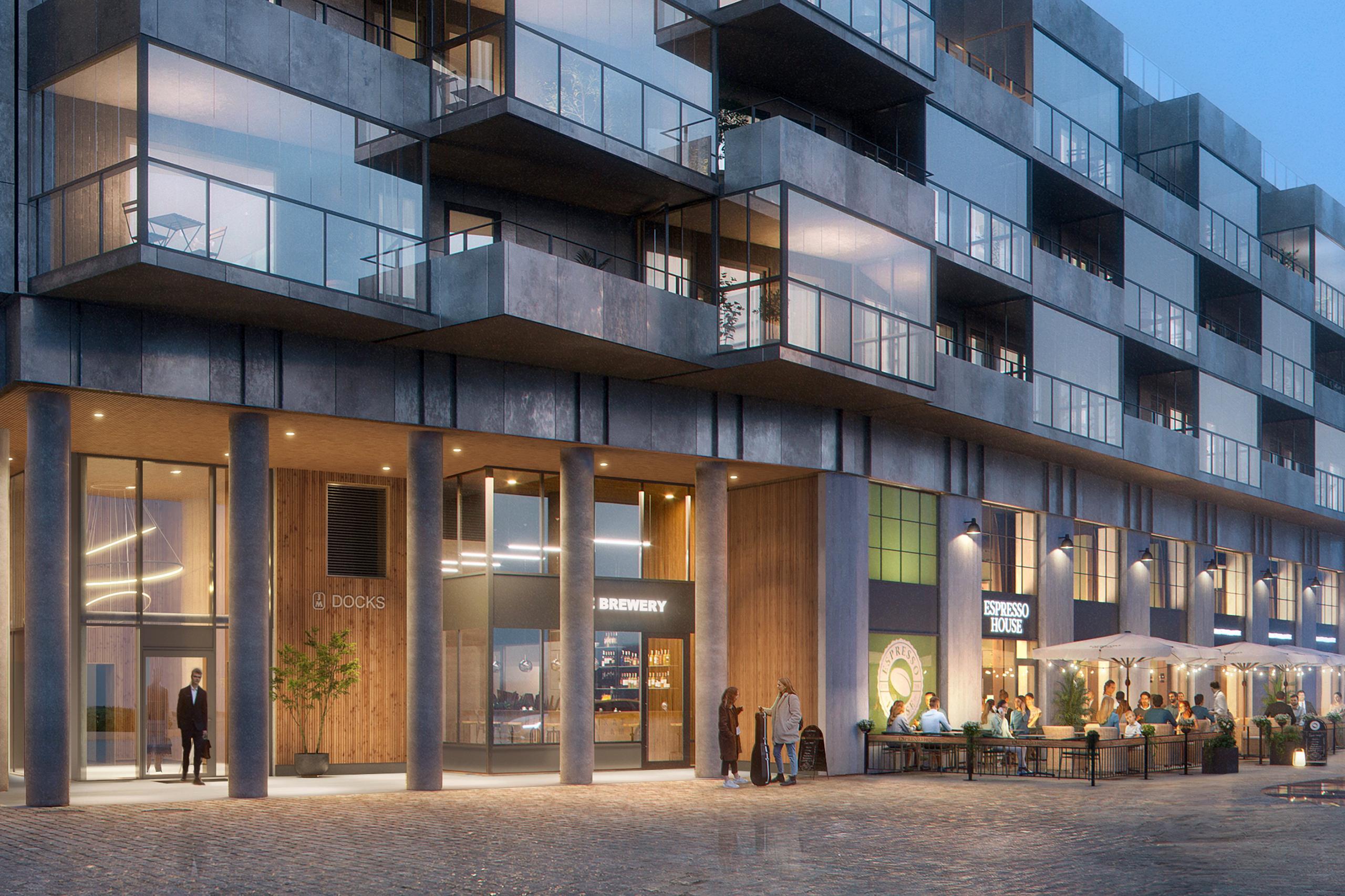 Docks 26 våningar och iögonfallande arkitektur ger dig en tydlig identitet i Dockan.