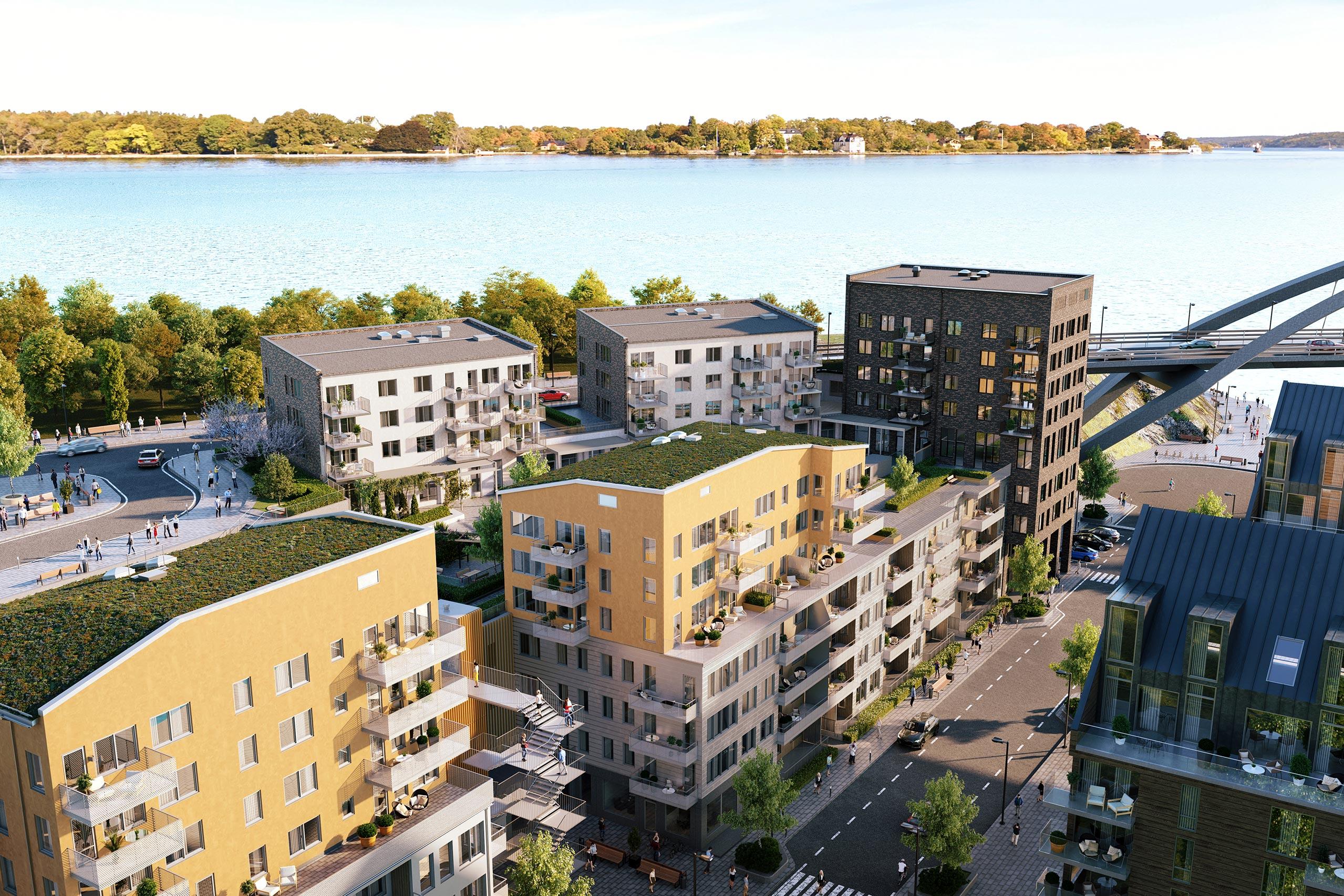 JMs kvarter Kvarnholmens Udde med nyproducerade bostäder på östra Kvarnholmen.