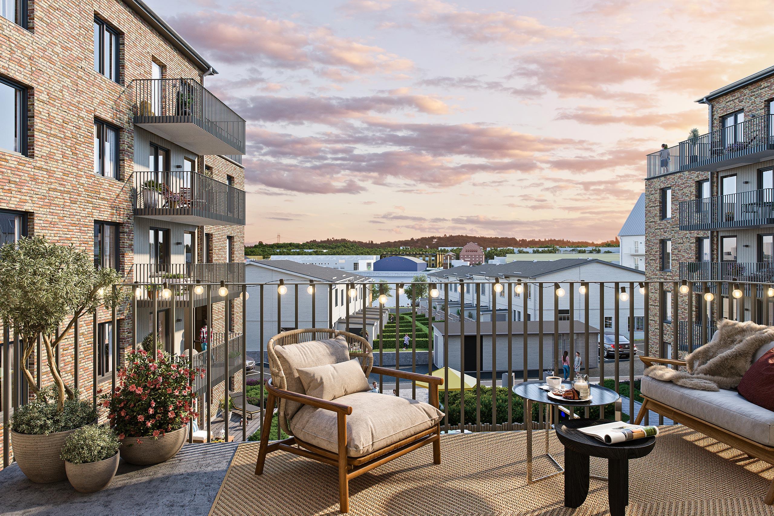 I Igelsta Terrass i Igelstavik bygger vi bostadsrätter nära vatten och goda kommunikationer (visionsbild).