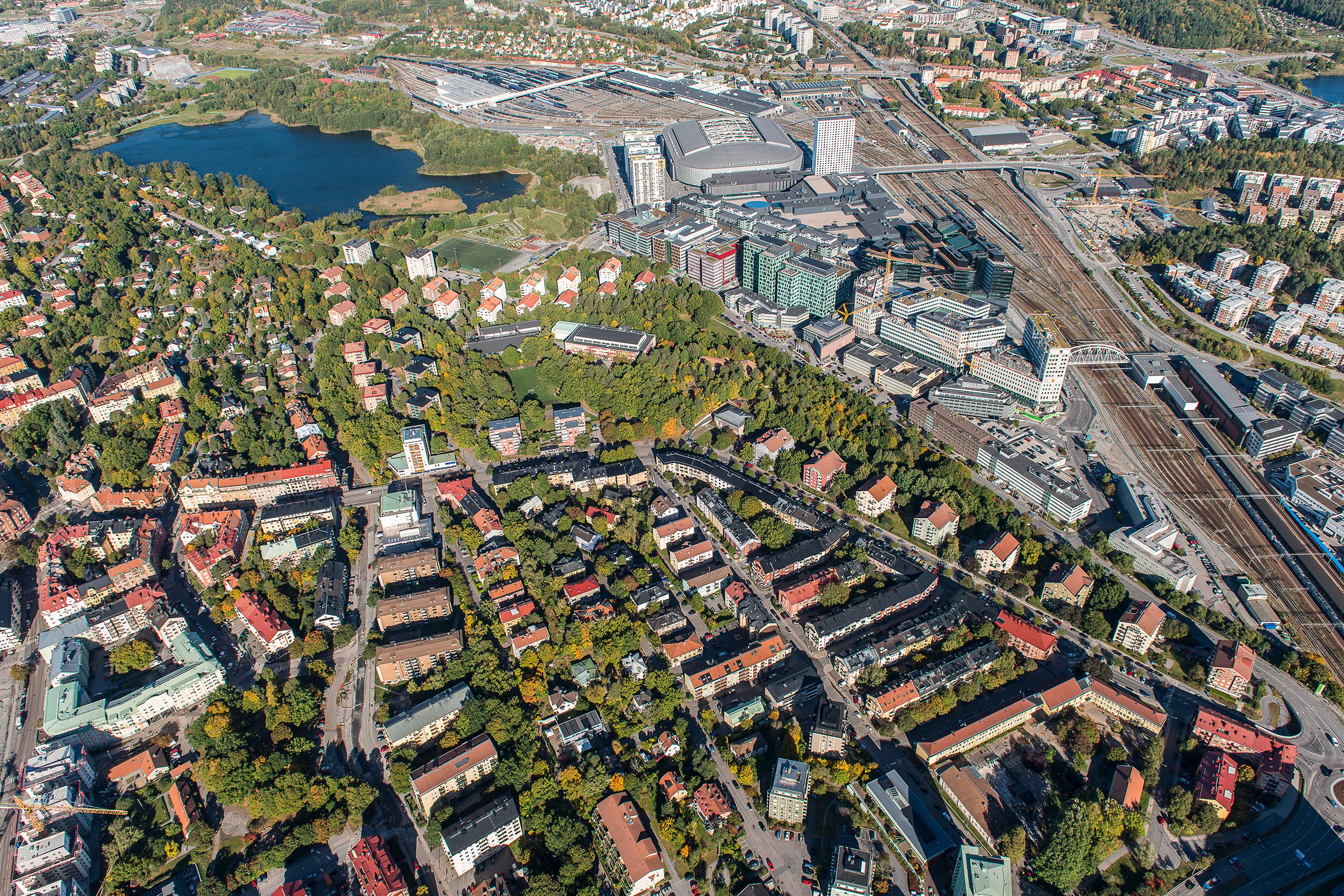 Flygfoto över Råsunda.
