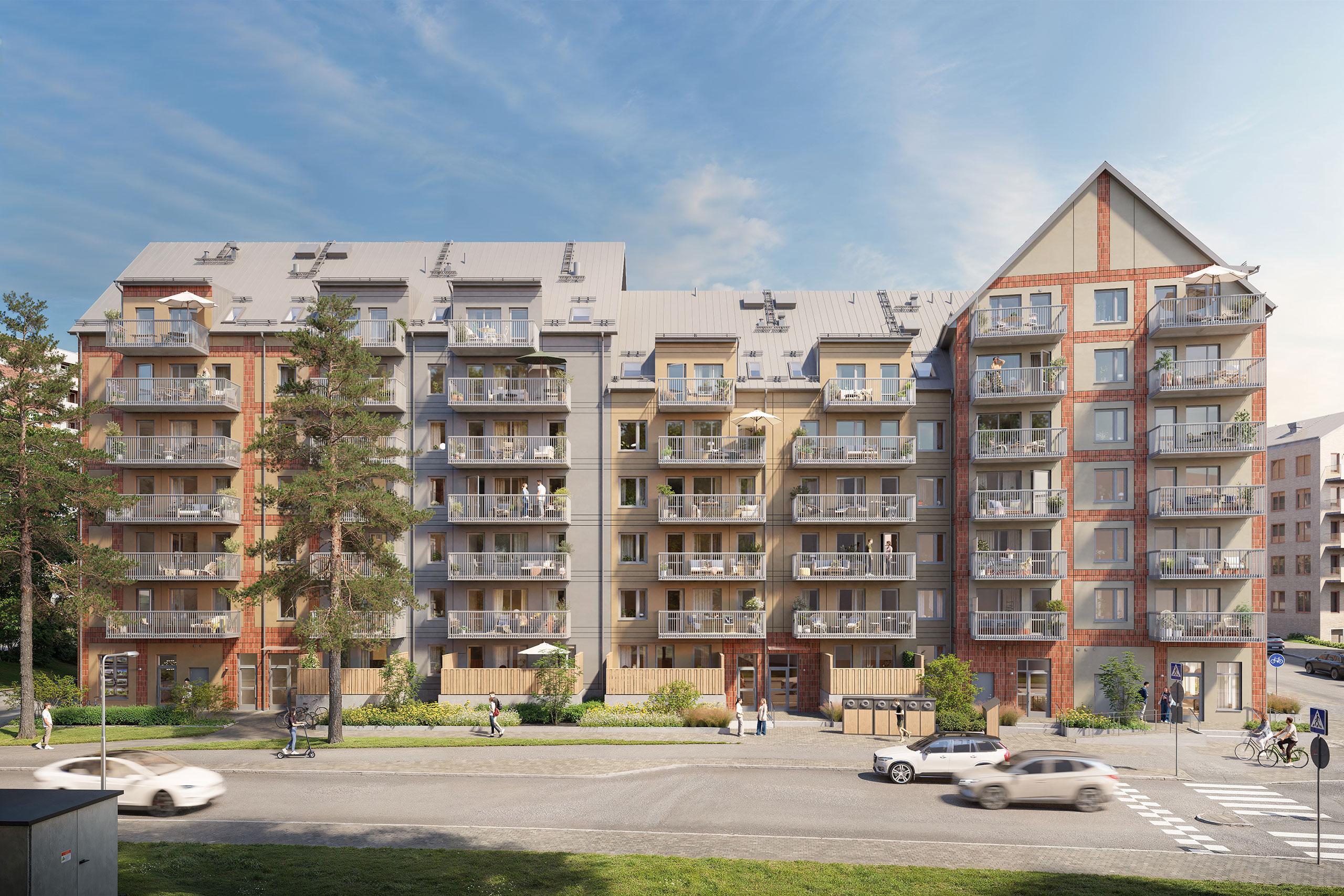 Kvarteret sett från gatan.