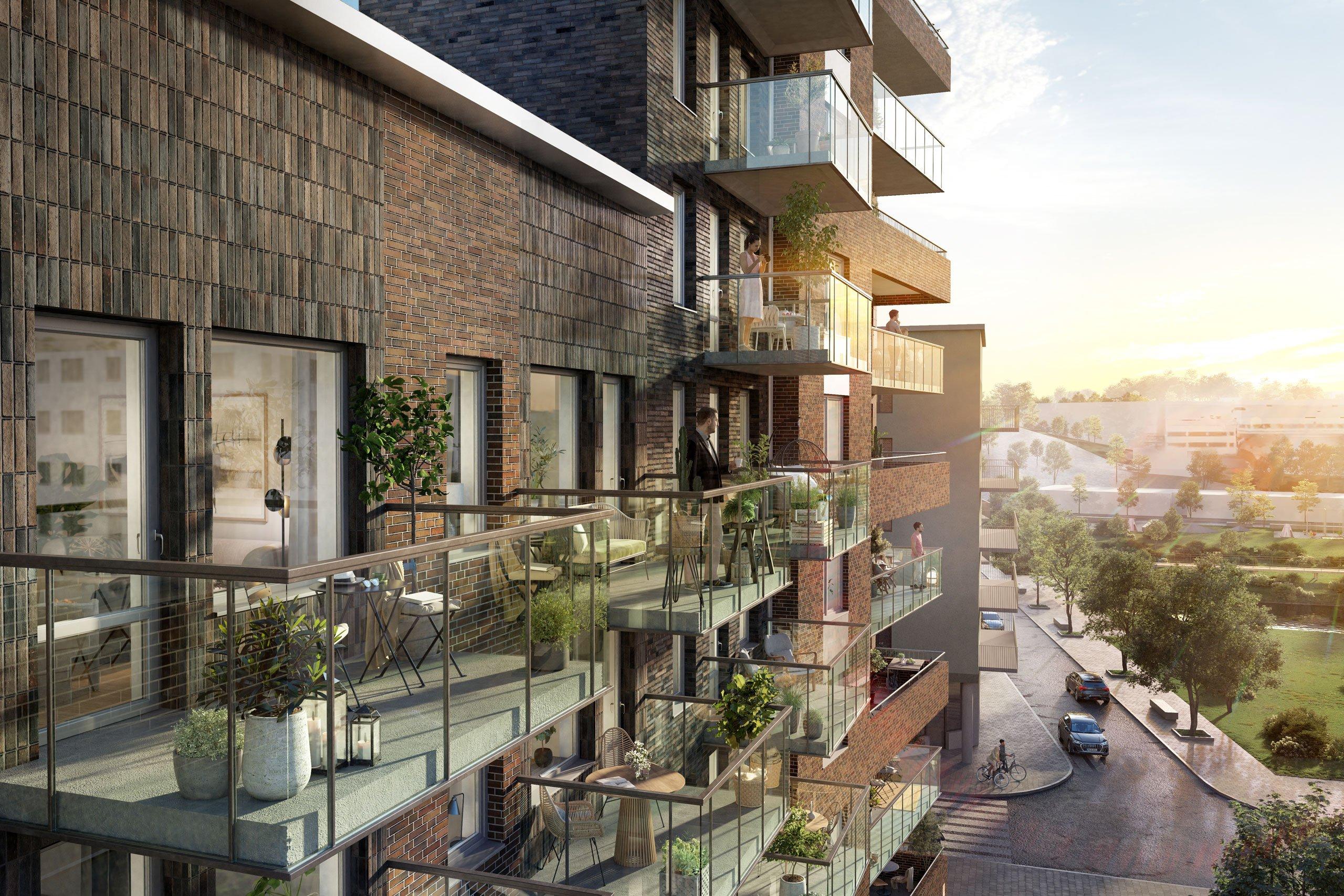 I Gunhild bor du i en välplanerad bostadsrätt med vackra materialval (visionsbild).