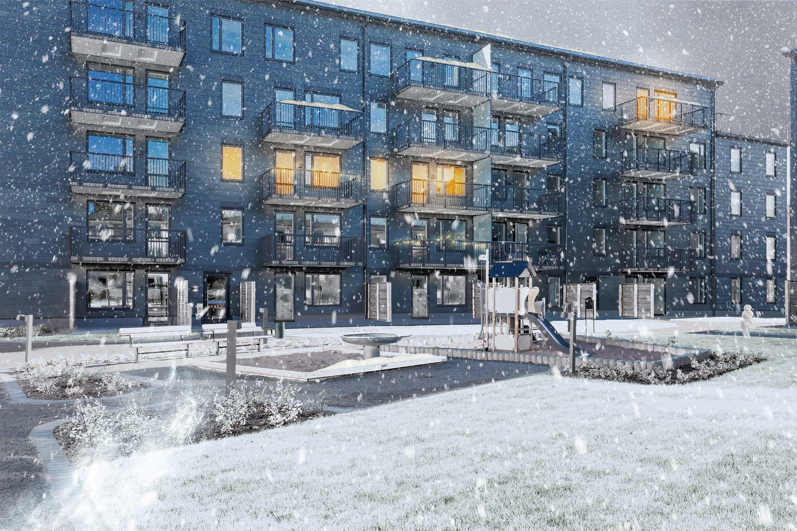 Meteorologen i Gränby backe - inflyttningsklara bostäder nära Gränbystaden och med gemensam takterrass som ger en fantastisk utsikt över Uppsala (foto).