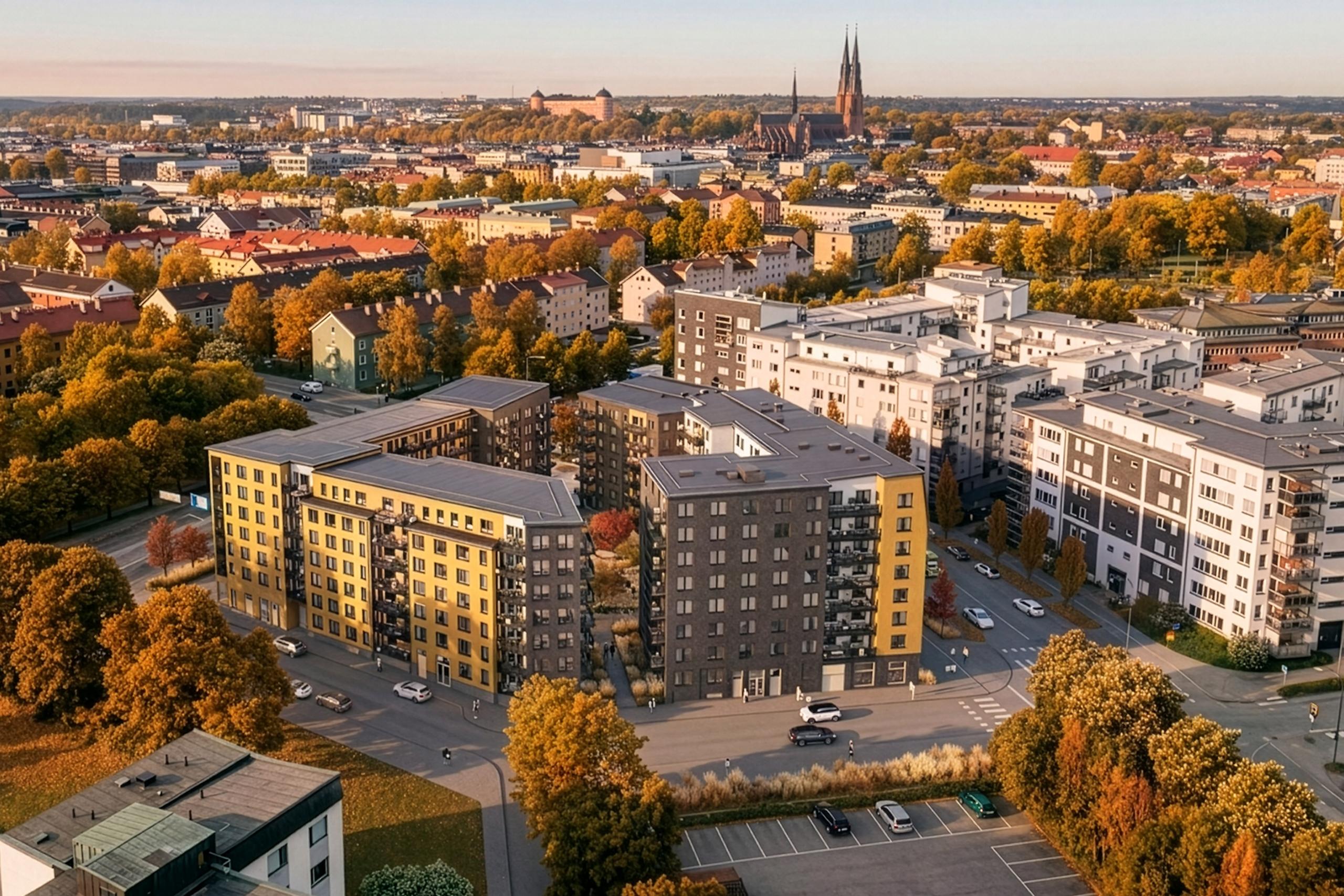 Nya stadslägenheter planeras i Stella vid Kapellgärdet nära kommunikationer, service och city (visionsbild/AI)