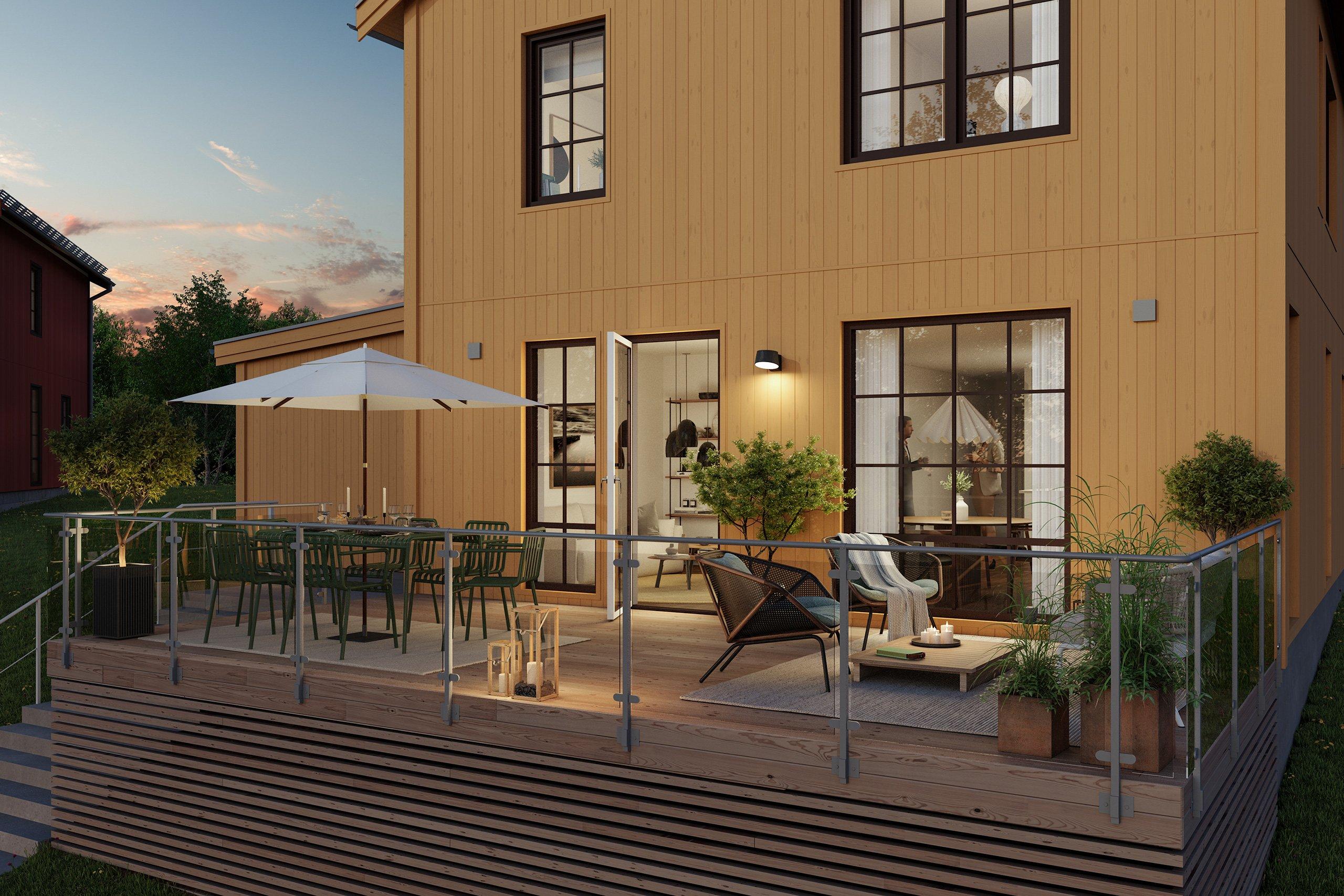 I Skölsta backe bygger vi friliggande villor med äganderätt där hela familjen kan trivas länge (visionsbild).