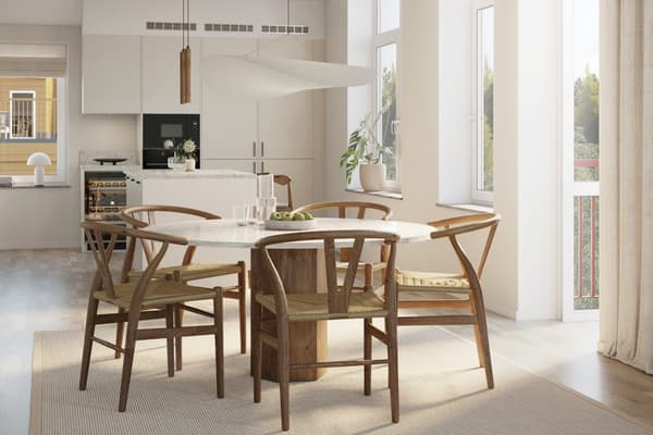 Du har stora möjligheter att sätta din egen prägel på köket med inredningsval - som till exempel vinkyl eller köksö. Visionsbild.