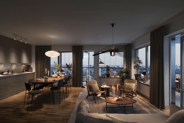 3D bild från en av bostäderna i Docks