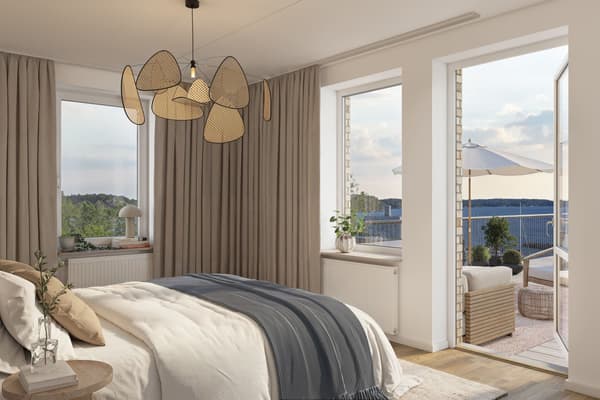 Exempel på sovrum med fin planlösning (visionsbild).