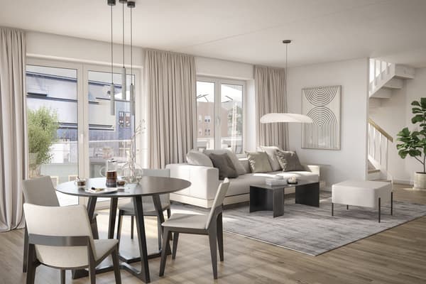 Bostäderna har öppna planlösningar som skapar rymd och generösa fönster sin ger ett vackert ljusinsläpp (visionsbild).