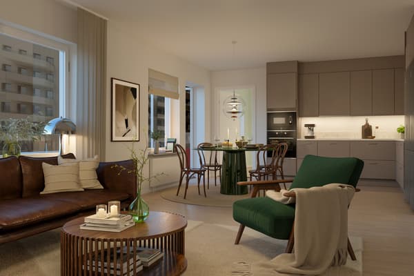 Vardagsrum och kök (visionsbild)