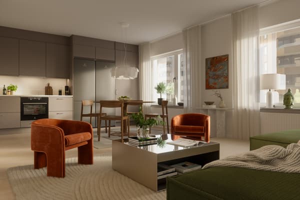 Vardagsrum och kök (visionsbild)