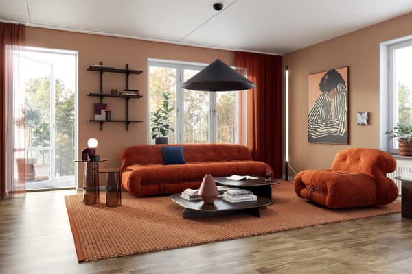 Inredningsstil för 2023, i ett JM vardagsrum 