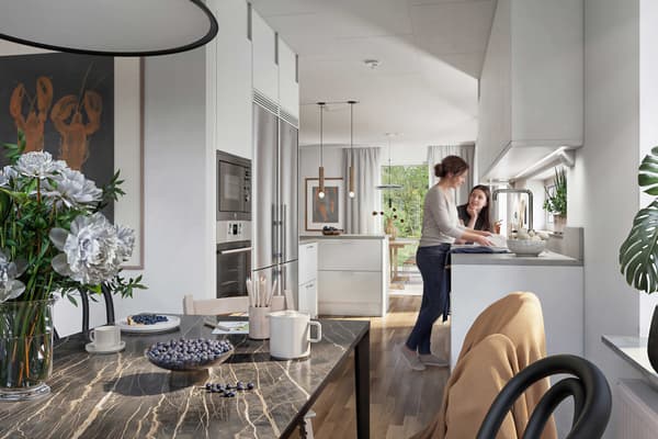 Illustrationsbild från köket i en av villorna.