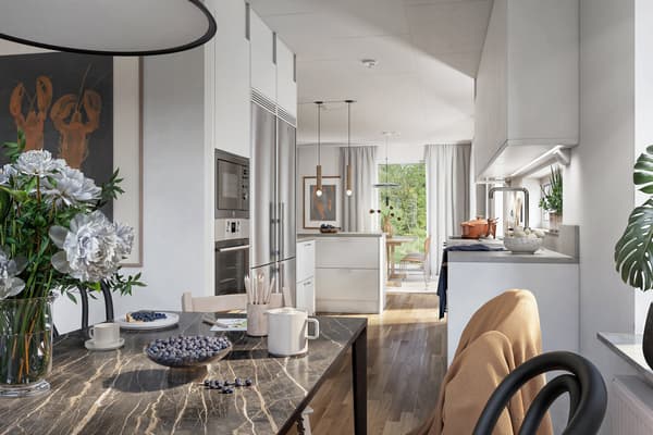 Illustrationsbild från sällskapsrummet i en av villorna.