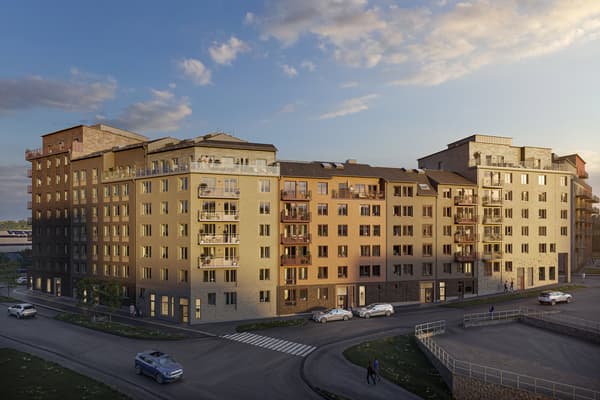 Freya är ett nytt levande kvarter med ägarlägenheter i Centrala Nacka (visionsbild).