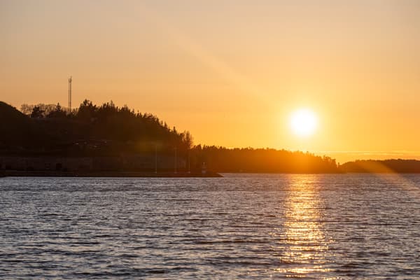 Solnedgång över skärgården.