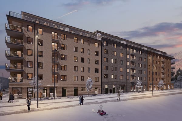 I Kattfoten hittar du nyproducerade lägenheter, de allra flesta med solig balkong, uteplats eller terrass (visionsbild). 