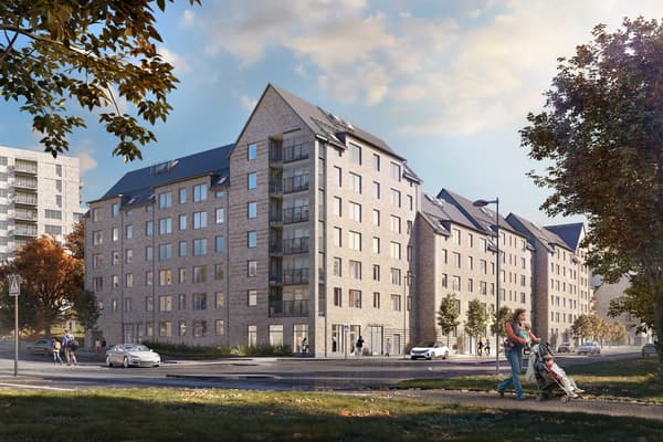 Älvsjö Entré ligger 800 meter från kommunikationer och shopping. Här bor du precis vid Kämpetorpsskolan och 250 meter från Solbergaskogen (visionsbild).