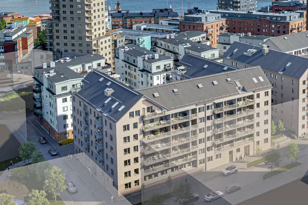Ett genomtänkt kvarter med ägarlägenheter som kombinerar hög boendekvalitet, funktionella lösningar och långsiktig trygghet (visionsbild).