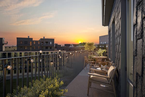 Illustrationsbild från en av balkongerna i Kongahälla Ägarlägenheter.