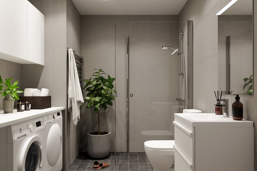 JM Original badrum med urban stil i grått.