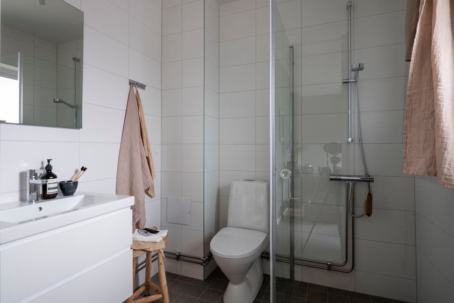 Liten badrum med dusch